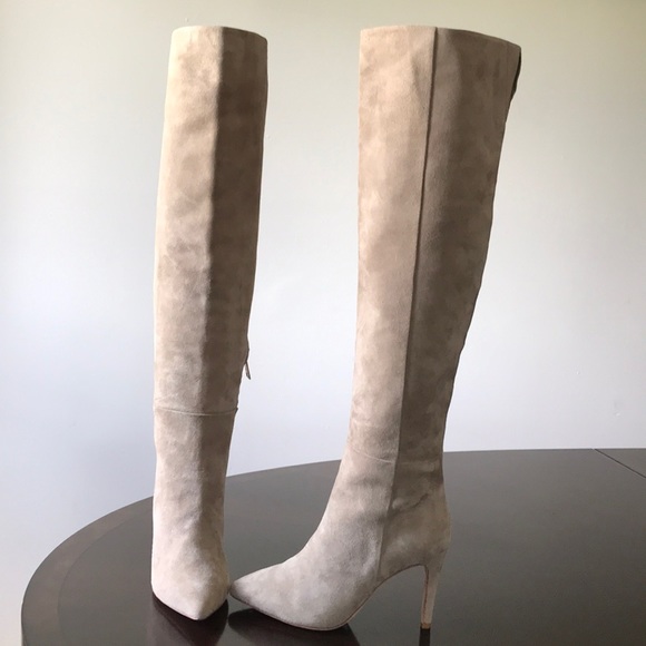 Joie Brown Suede Pointed Toe Knee hi hi heel boots - Picture 3 of 8